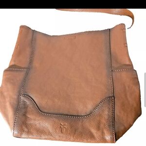 Frye Cognac genuine leather messenger crossbody brown bag purse